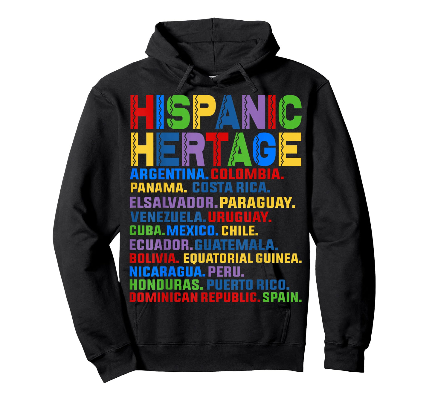 Hispanic Heritage Month Latino All Countries Names T-Shirt