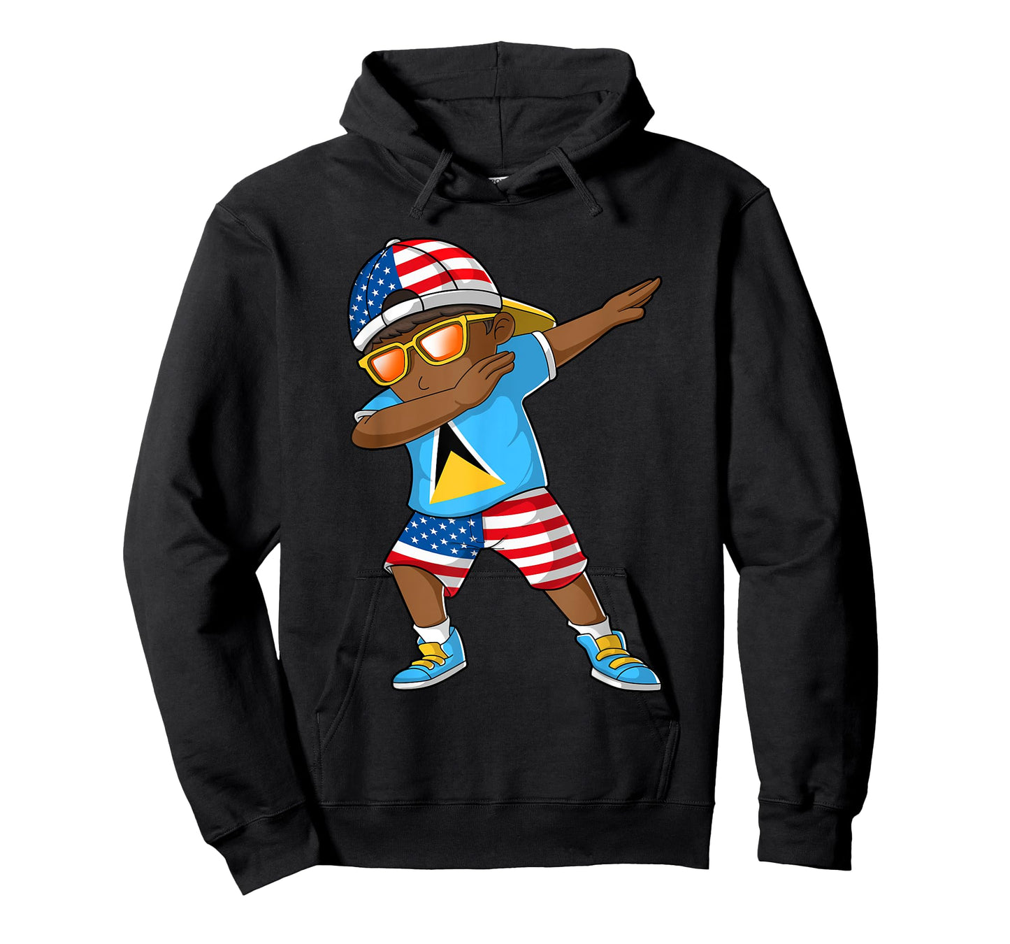 Half American Half Saint Lucian Boy Kid Saint Lucia Flag T-Shirt