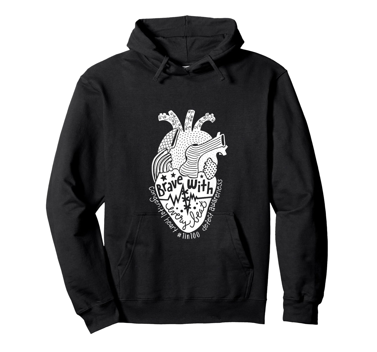 Kids Brave With Every Beat Congenital Heart Warrior 1 In 100 CHD T-Shirt