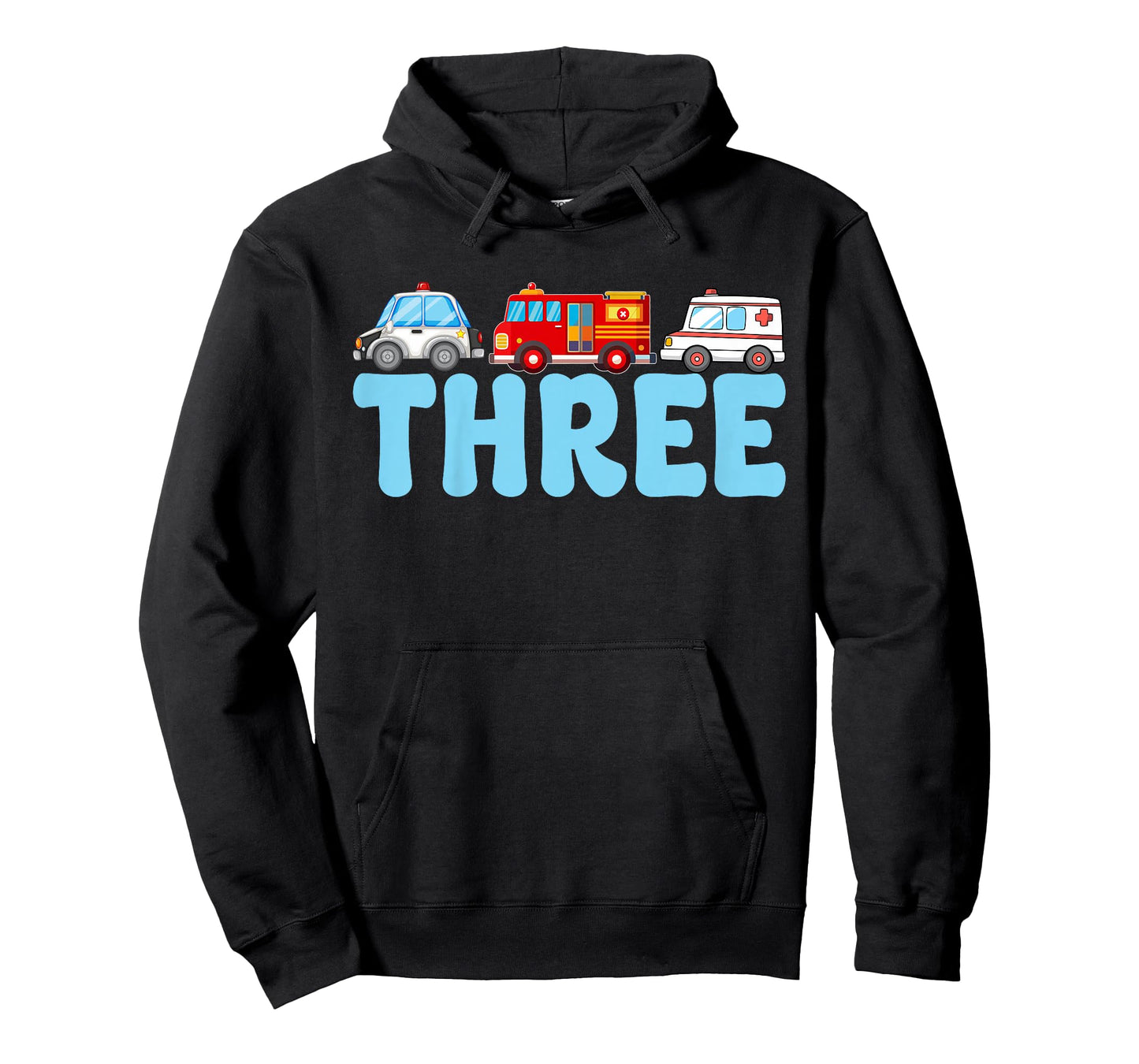 3rd Birthday Party Emergency Vehicles Fire Truck Police Car T-Shirt