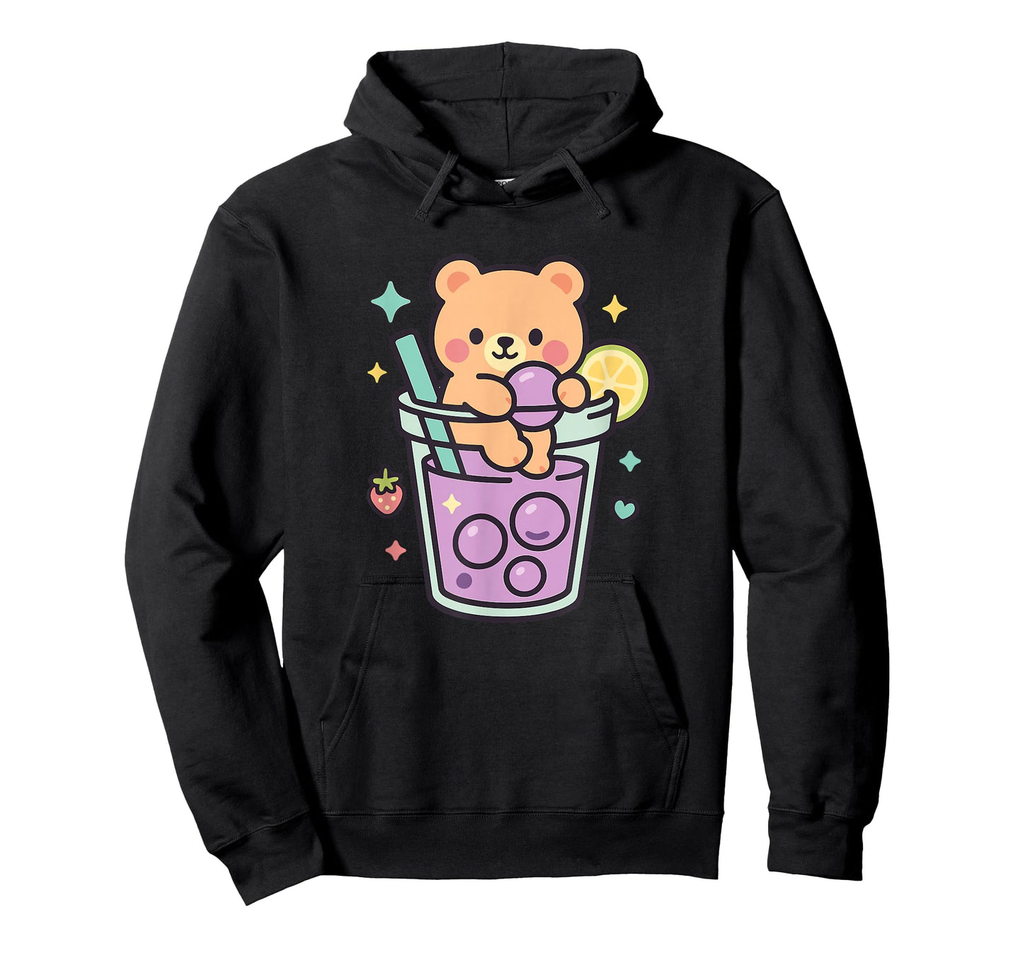 Kawaii Teddy Bear with Bubble Tea and Boba Pearls Cute Straw T-Shirt