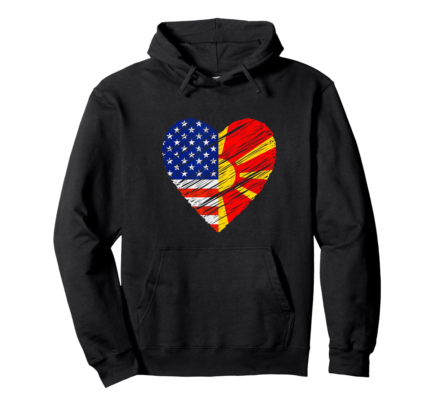 Macedonia USA Heart American Flag Macedonian Flag Love Heart Women Kids Men T-Shirt