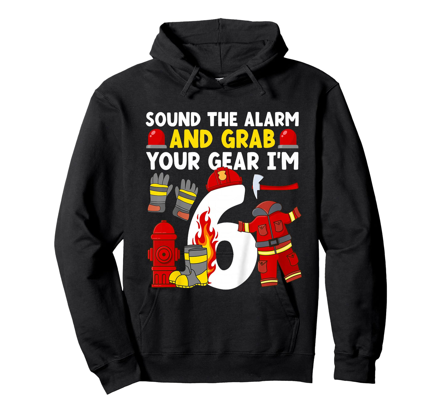 Kids 6th Firefighter Birthday Party 6 Year Old Boy Fireman T-Shirt