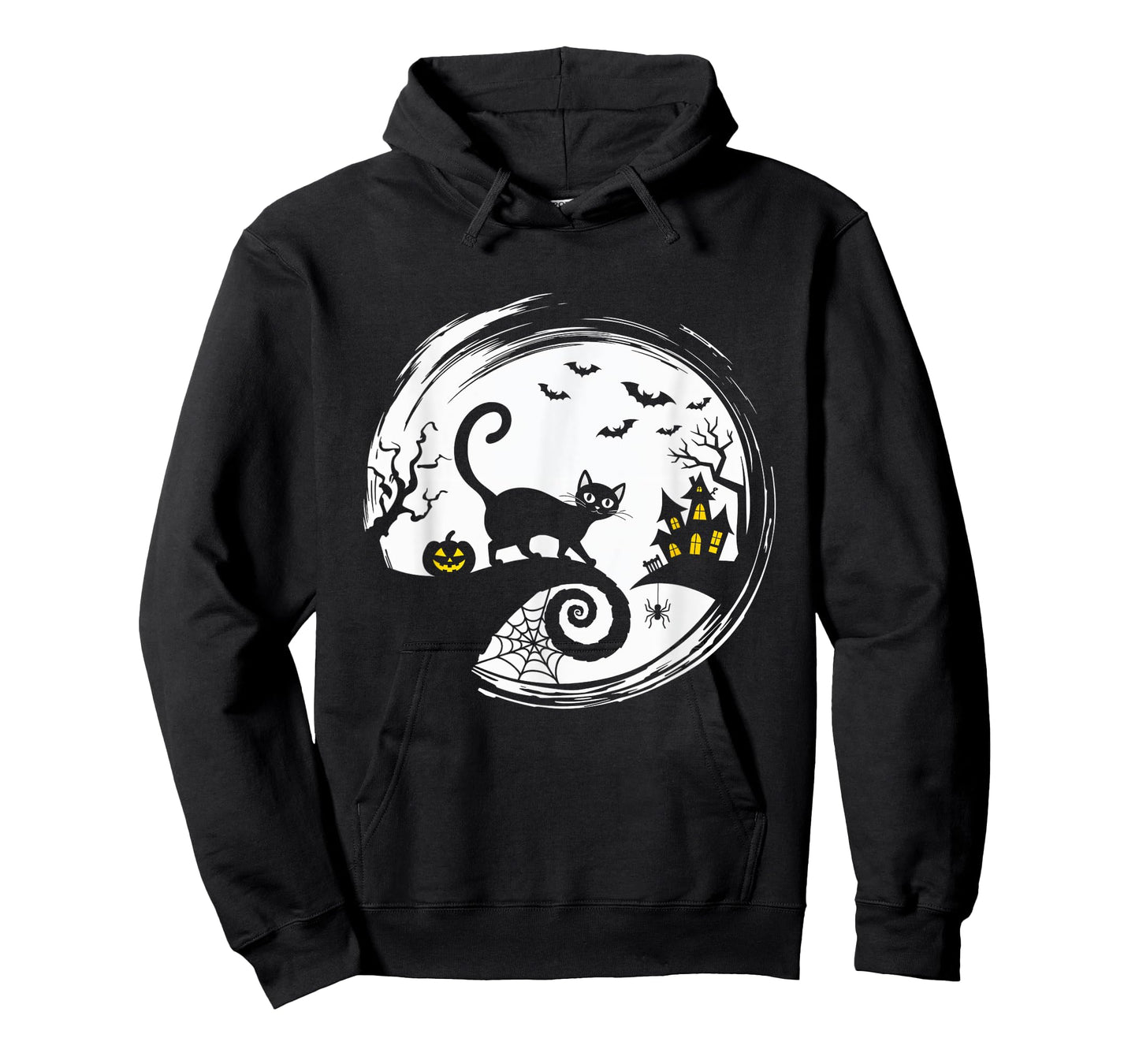 Halloween Cat Pumpkin Bats Spooky Black Cat T-Shirt