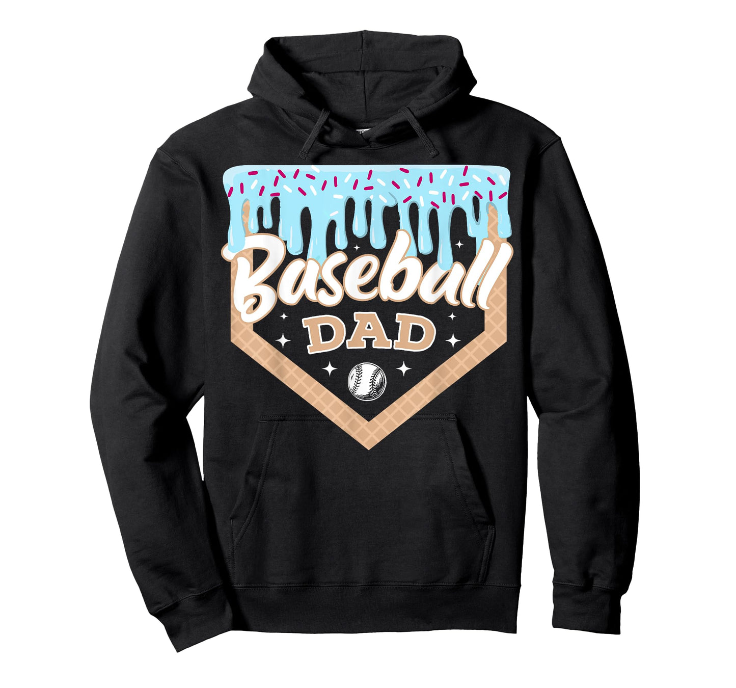 Baseball Drip Dad Ice Cream Home Plate Baseball Fathers Day T-Shirt