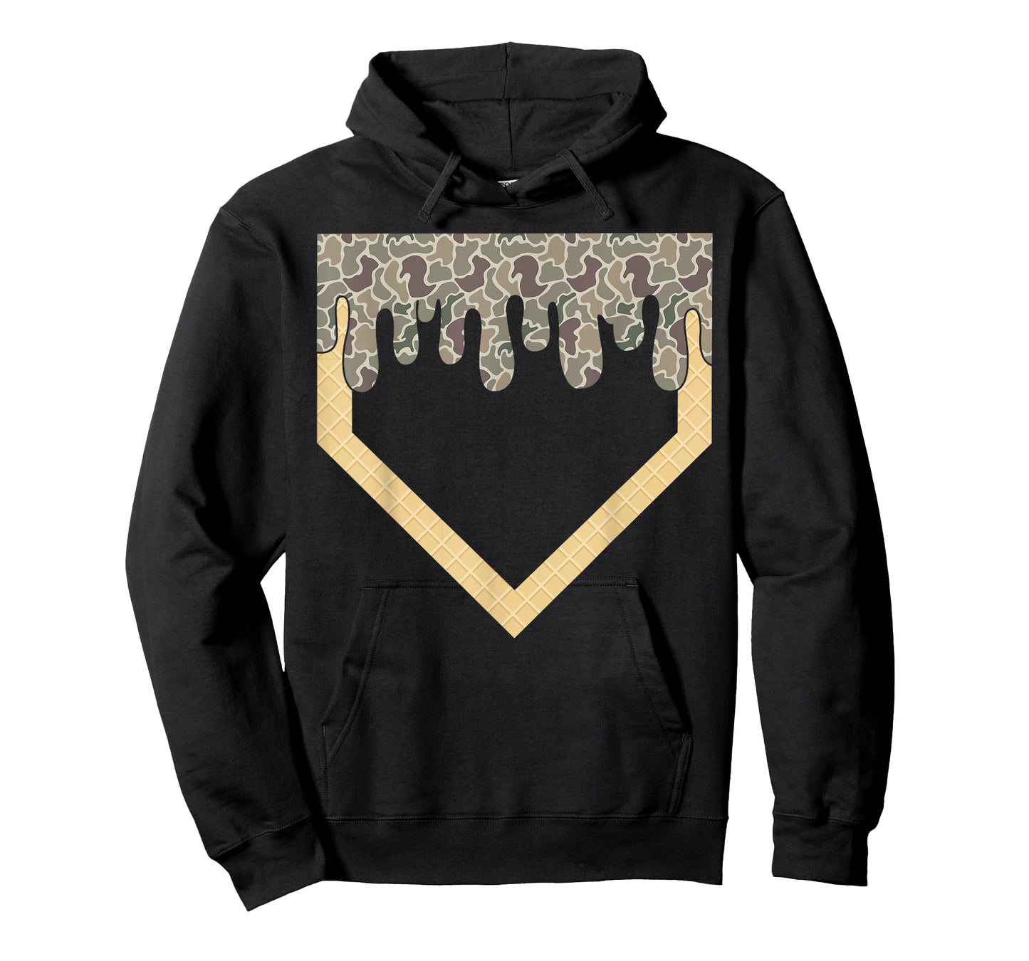 Camo Baseball Ice Cream Drip Home Plate Baseball Lifestyle T-Shirt