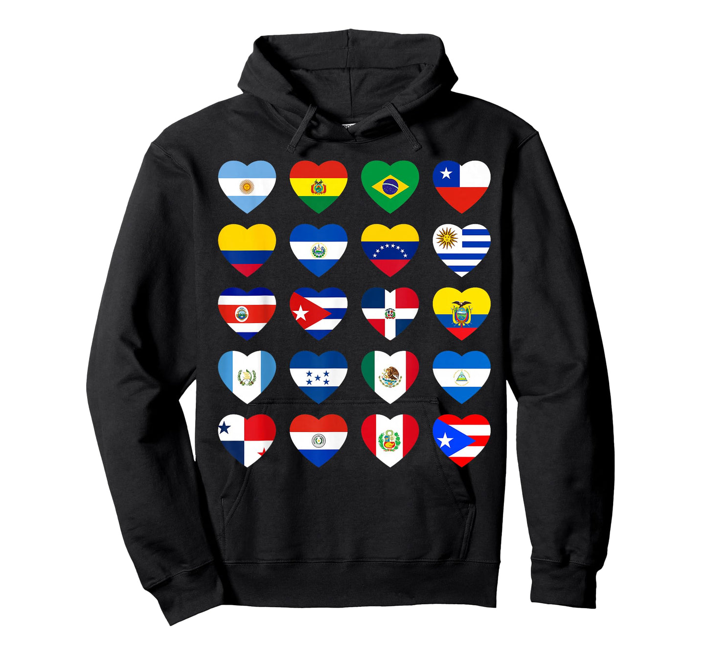 Hispanic Heritage Month Latino All Countries Heart Flags T-Shirt