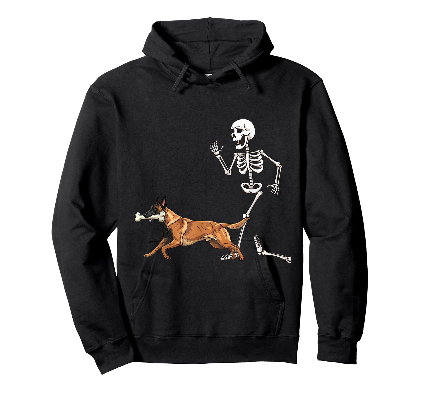 Funny Halloween Belgian Malinois and Skeleton T-Shirt