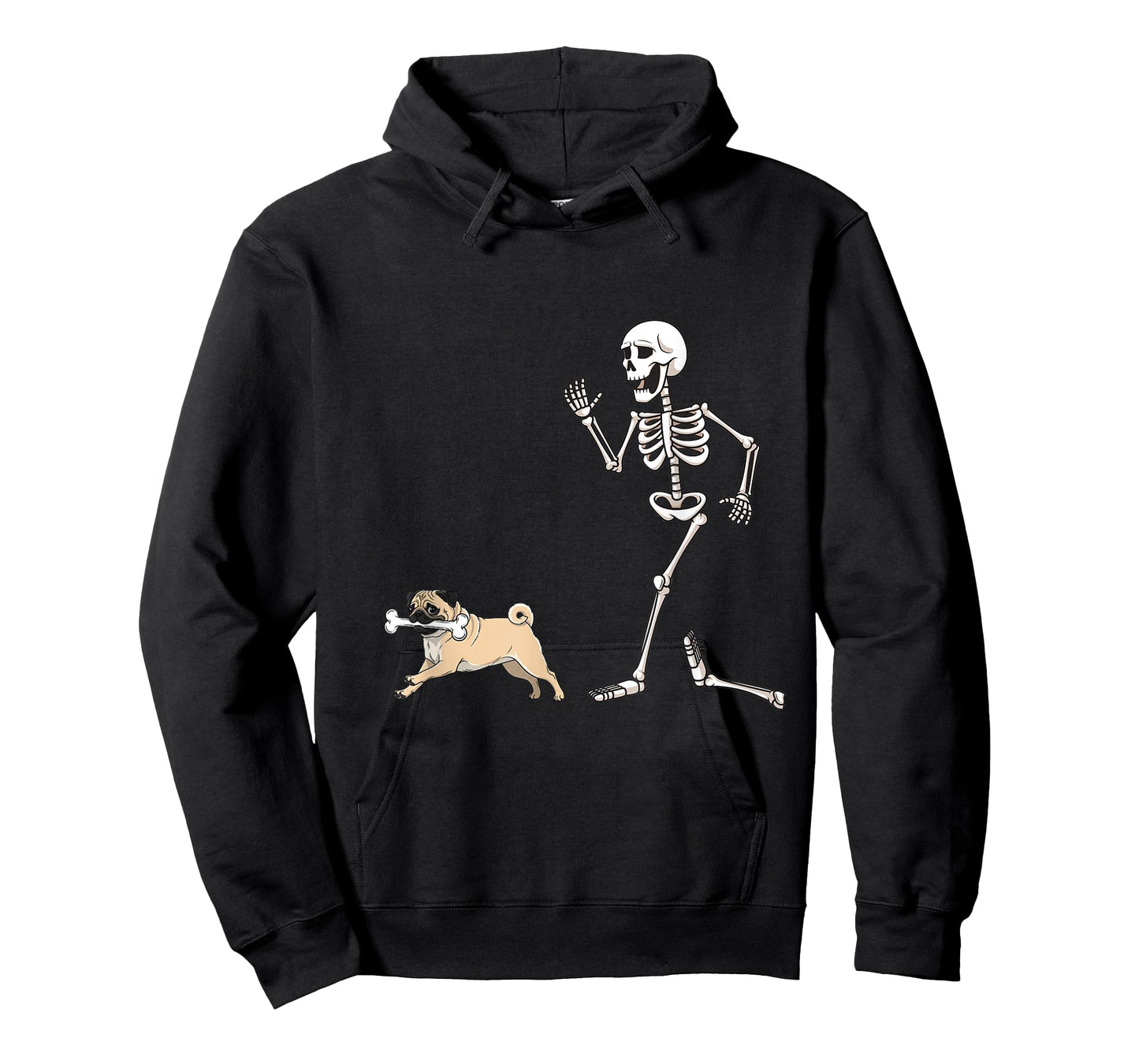 Funny Halloween Pug and Skeleton T-Shirt