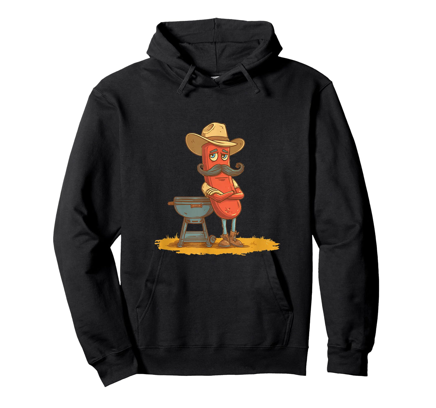 Funny Hotdog Barbecue with Cowboy Hat Costume T-Shirt