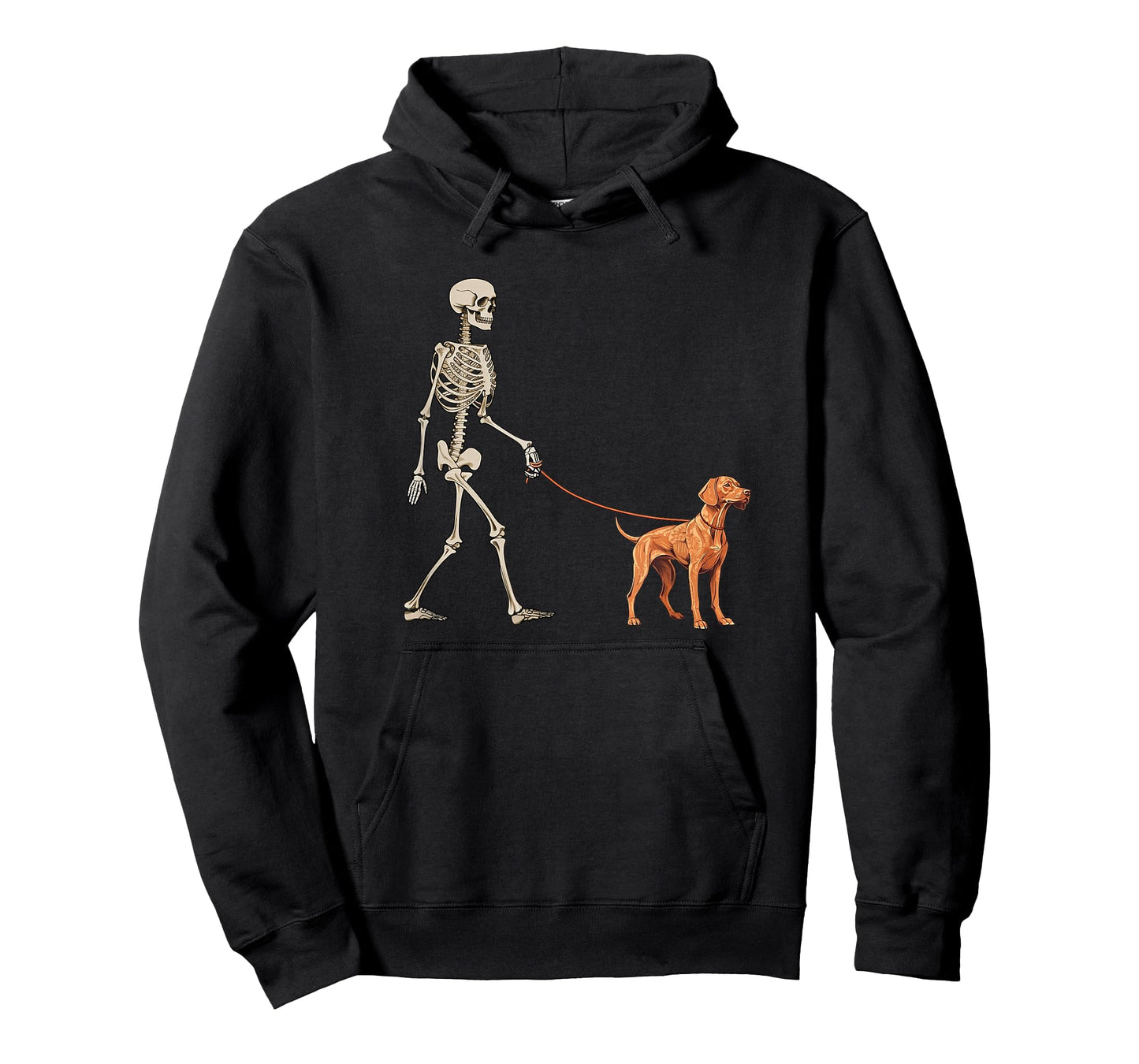 Funny Vizsla Skeleton Dog Walking Halloween Dog T-Shirt