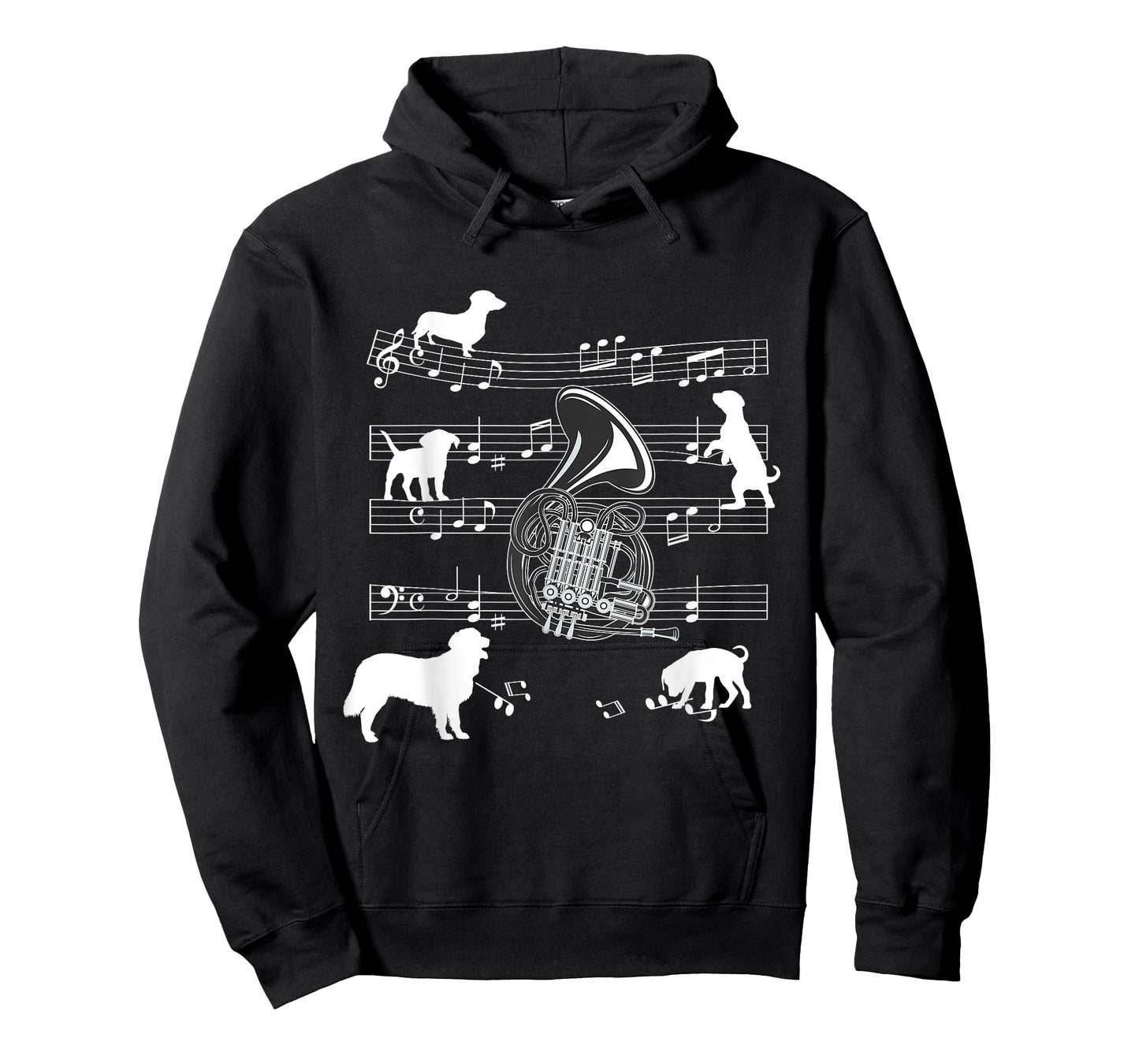 French Horn Player Dog for Horn Player Dogs and French Horn Men Women Girls Kids T-Shirt