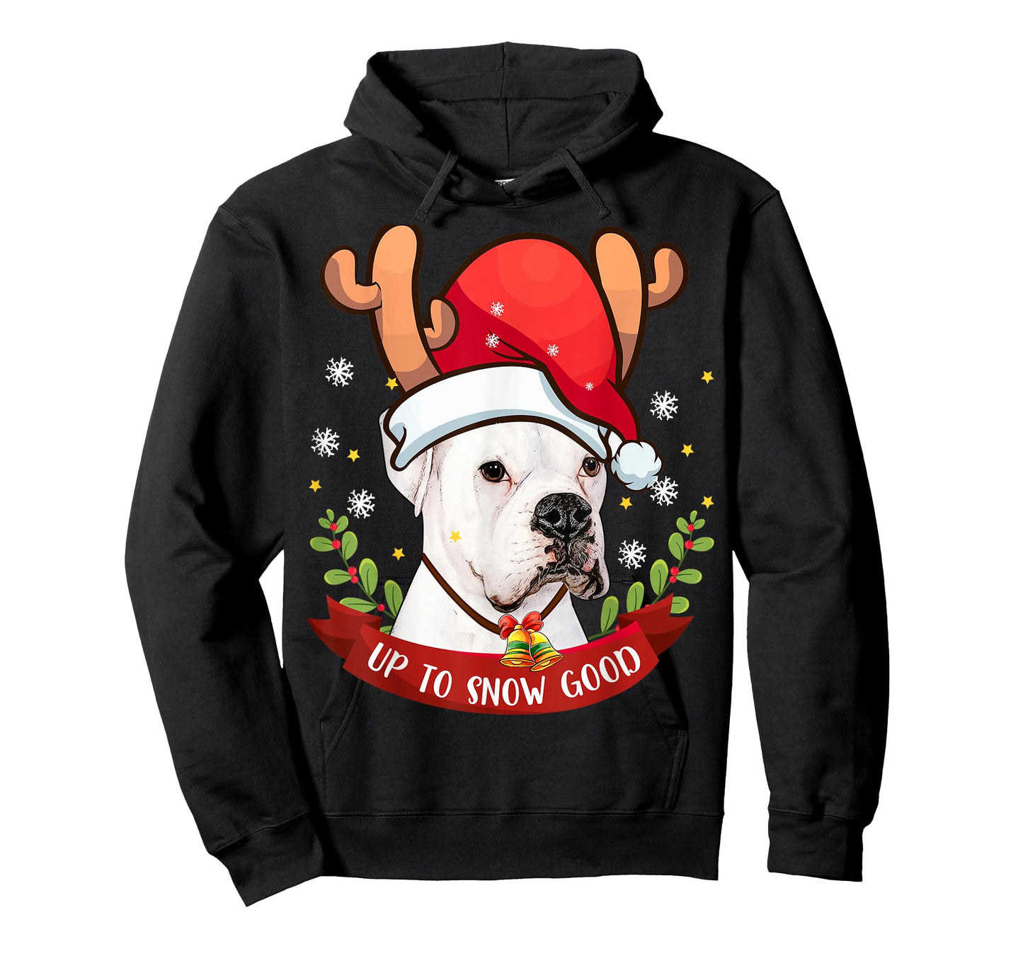 White Boxer Dog Reindeer Christmas Gift Boys Girls Kids T-Shirt