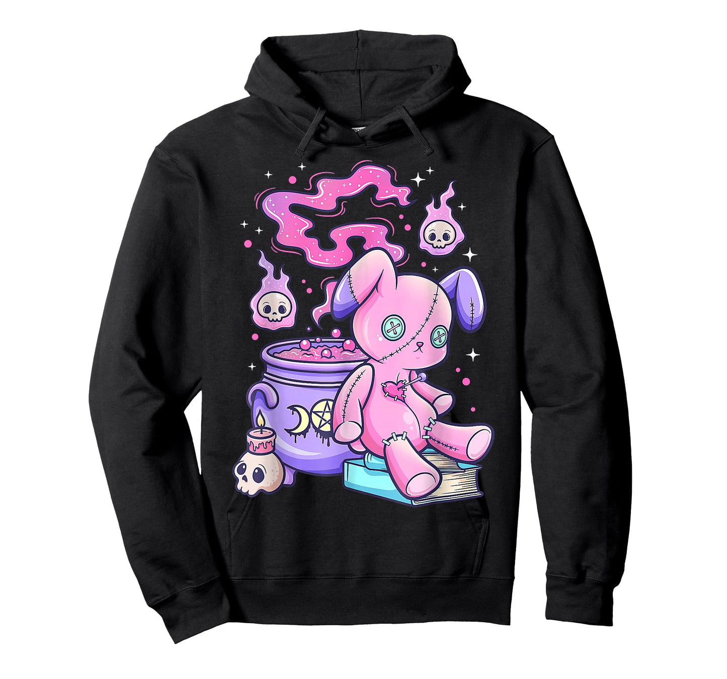 Kawaii Pastel Goth Cute Creepy Witchy Bear T-Shirt Small