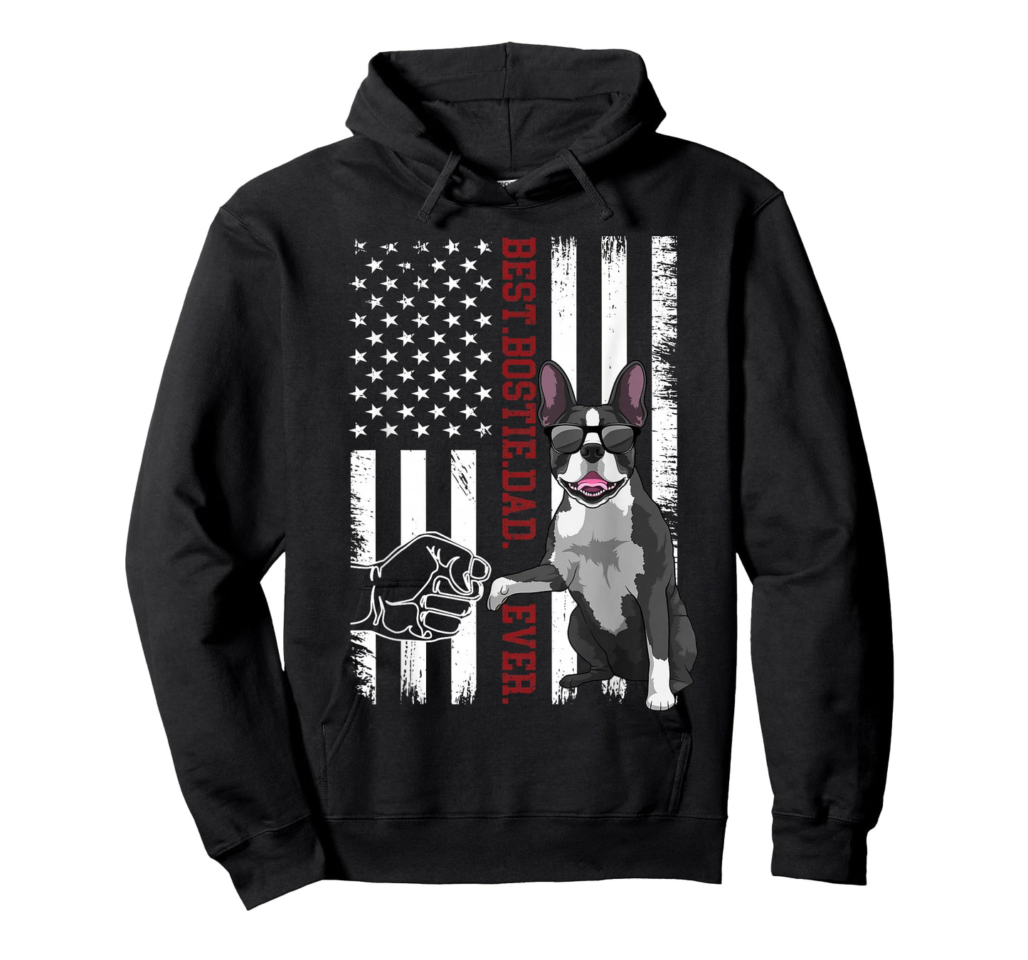 Boston Terrier Dad Dog American Flag Bostie Dog for Men T-Shirt