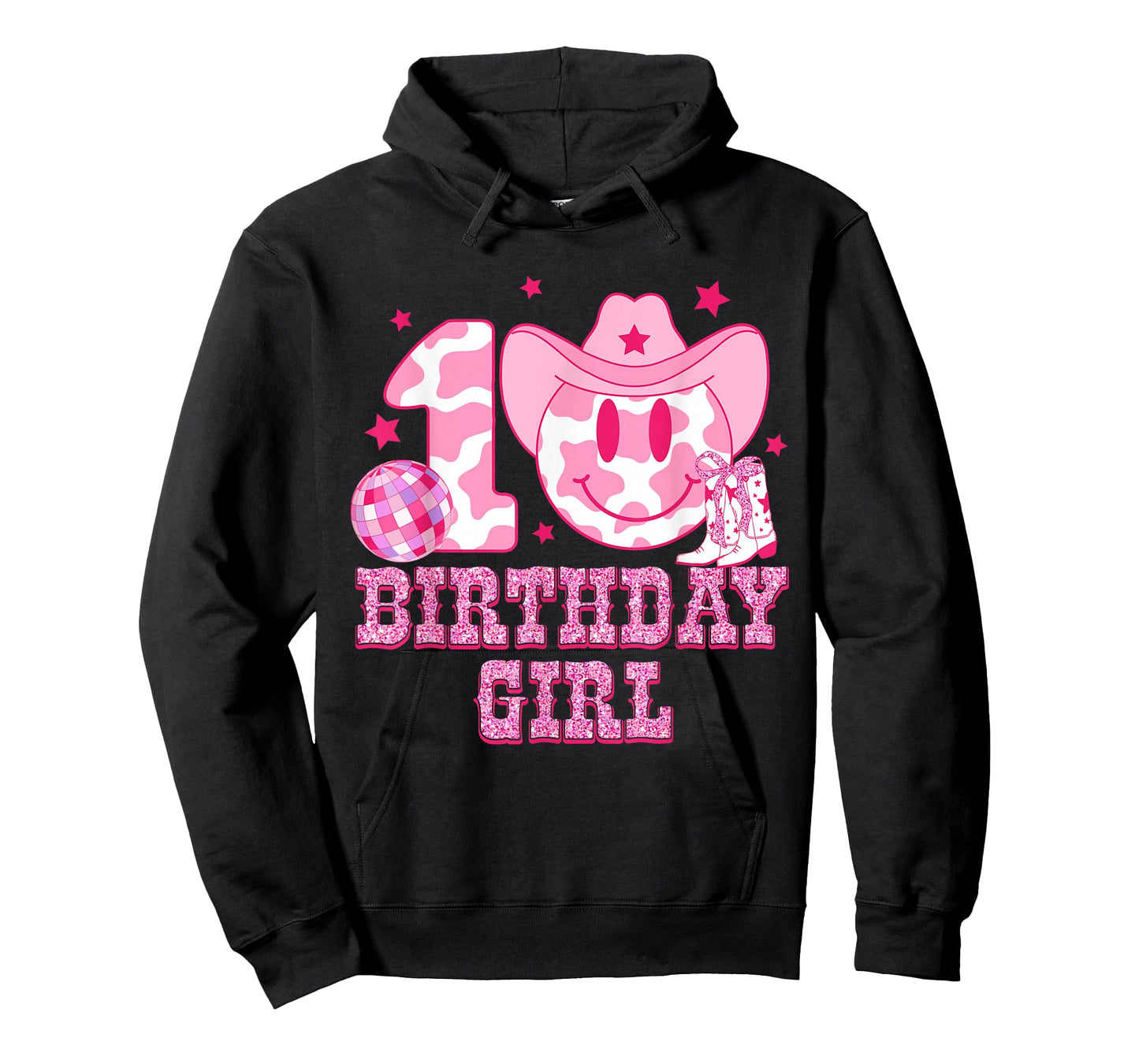 10th Birthday Girls 10 Year Old Cowgirl Western Disco Ball T-Shirt