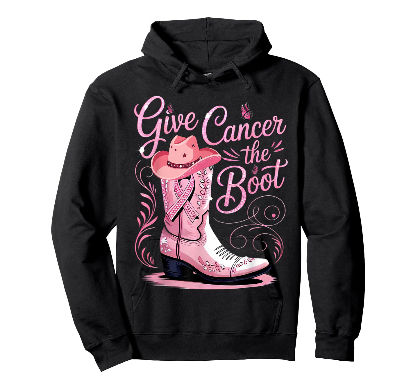 Give Breast Cancer The Boot Pink Ribbon Western Cowboy Boots T-Shirt