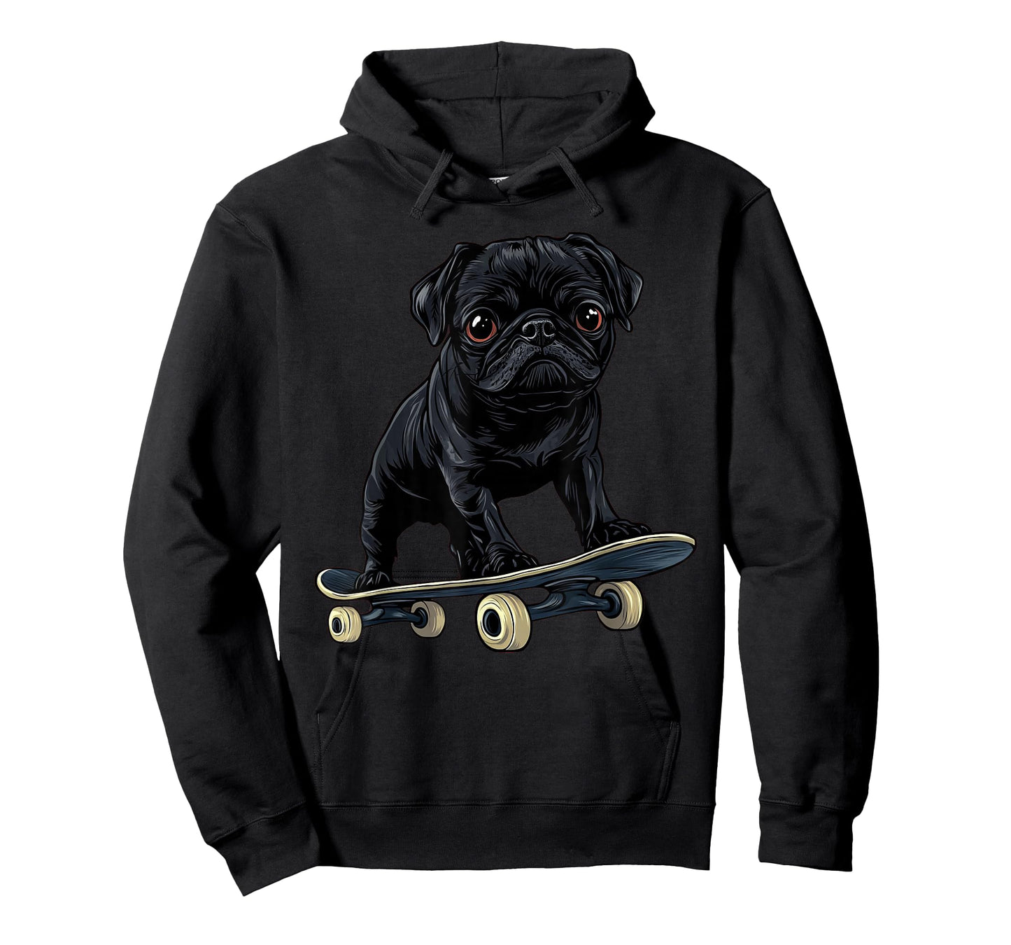 Funny Dog Black Pug On A Skateboard Skateboarding T-Shirt