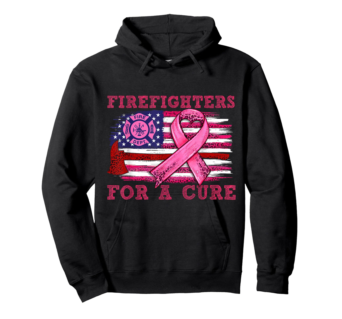 Breast Cancer Awareness Firefighter For a cure American Flag Women Men T-Shirt