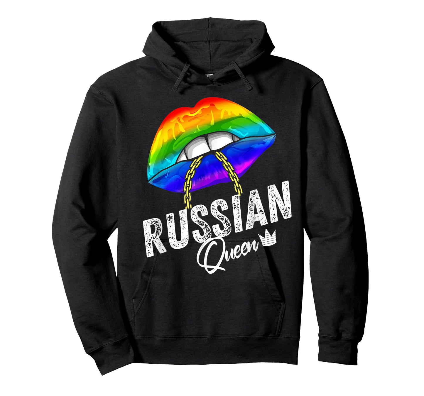 Russian Queen LGBTQ Gay Pride Flag Lips Rainbow Russia Mens T-Shirt