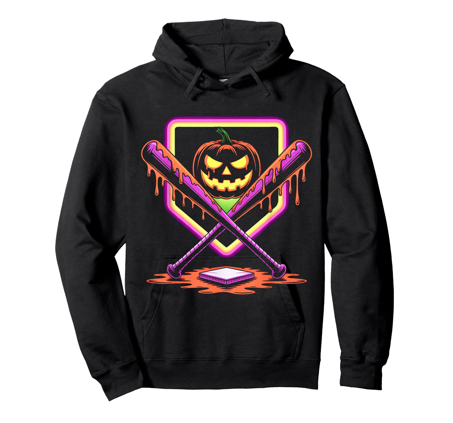 Halloween Pumpkin Baseball Crossed Bats Dripping Horror T-Shirt