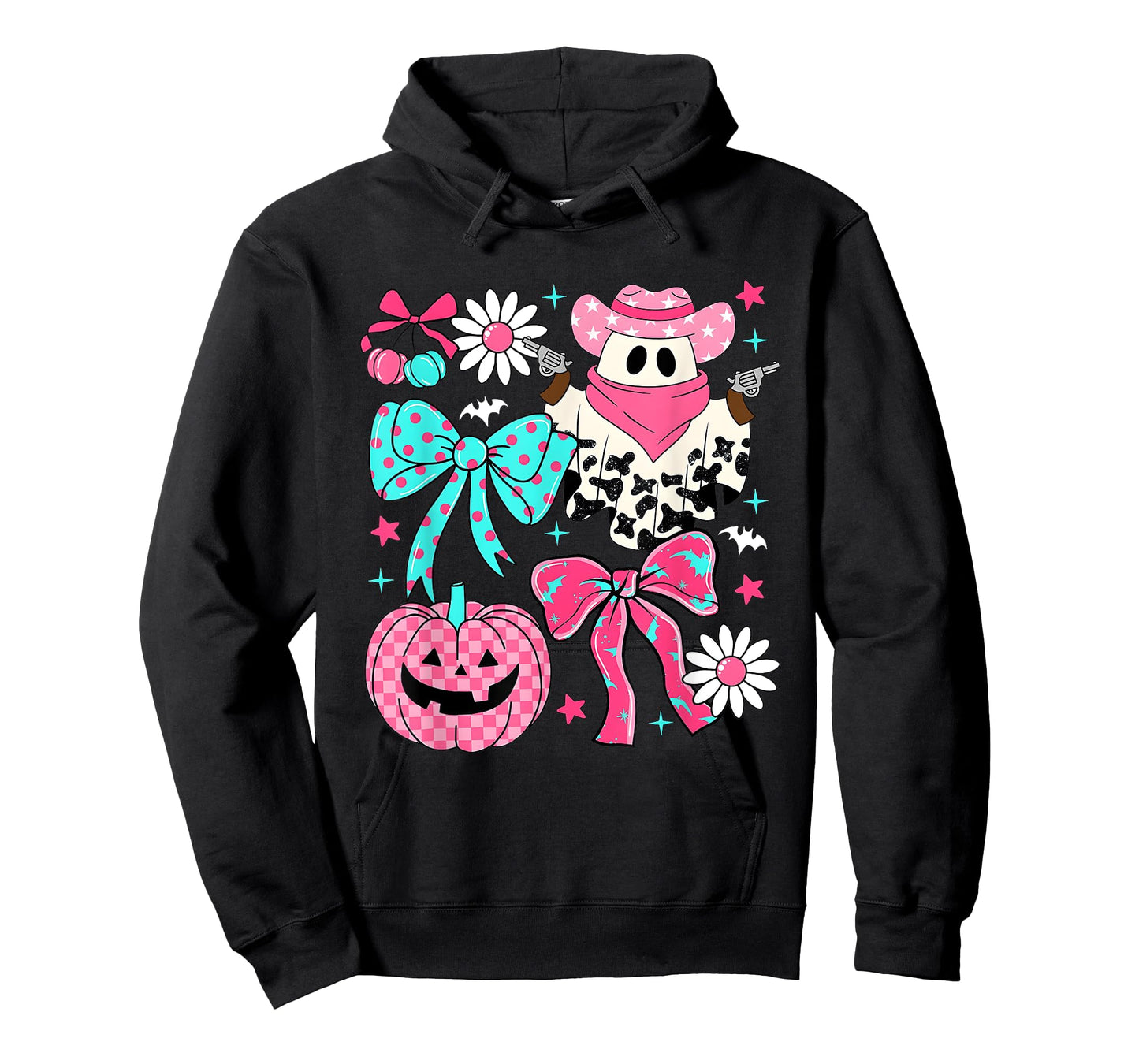 Preppy Coquette Pink Boo Haw Western Ghosts Cowboy Halloween T-Shirt