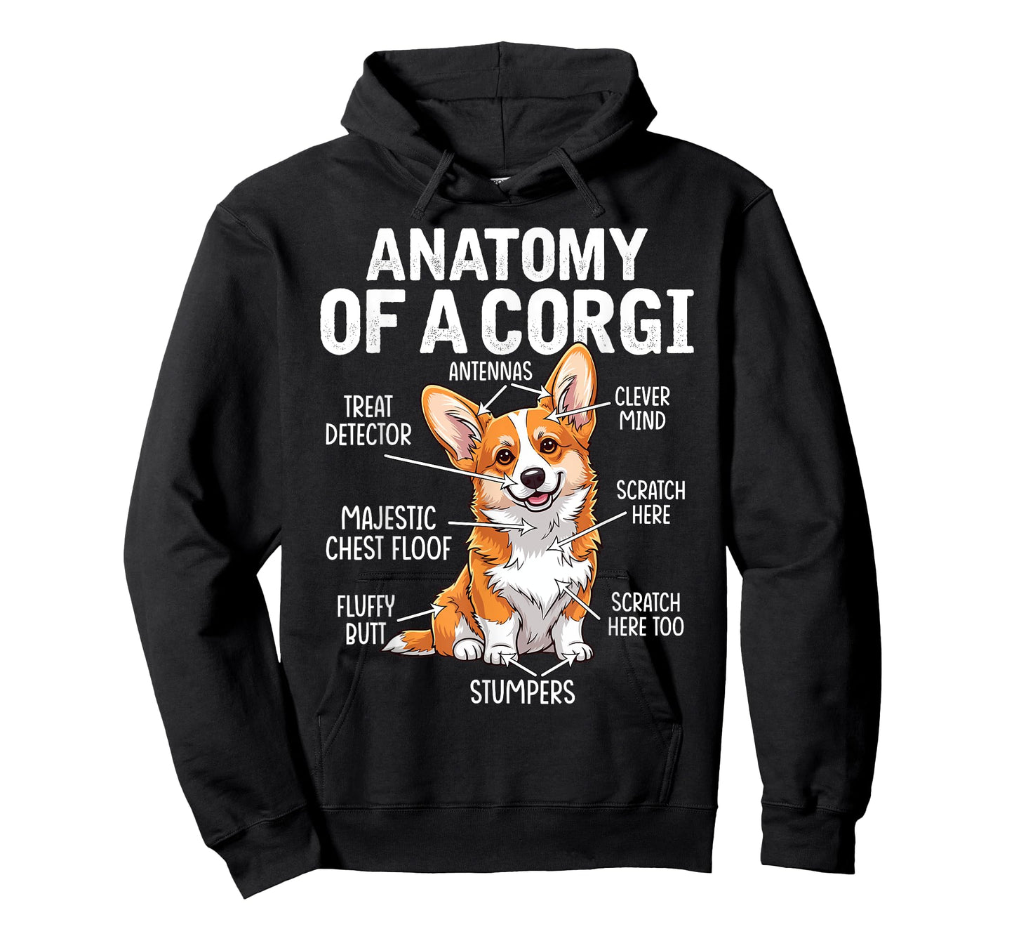 Anatomy of a Corgi Funny Dog Diagram Humor Cute Dog Parts T-Shirt