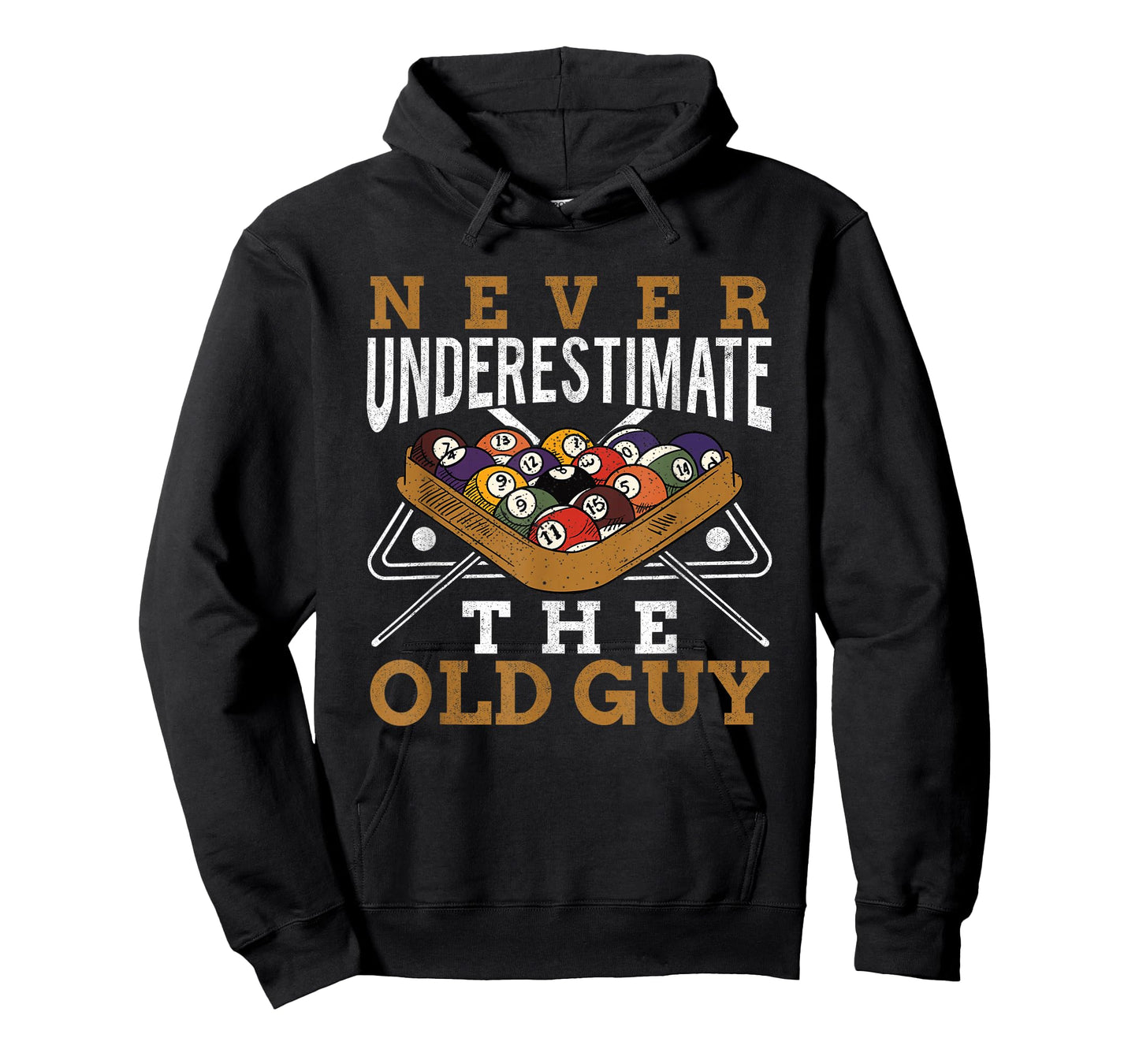 Never Underestimate The Old Guy Retro Pool Billiards Grandpa T-Shirt
