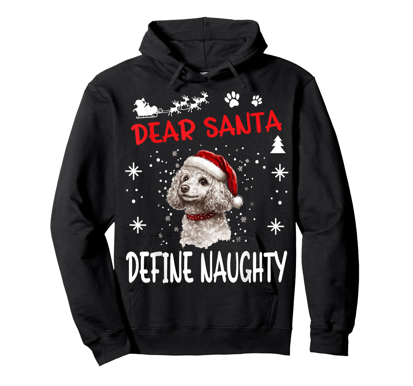 Cute Poodle dog Dog Christmas Dear Santa Define Naughty T-Shirt