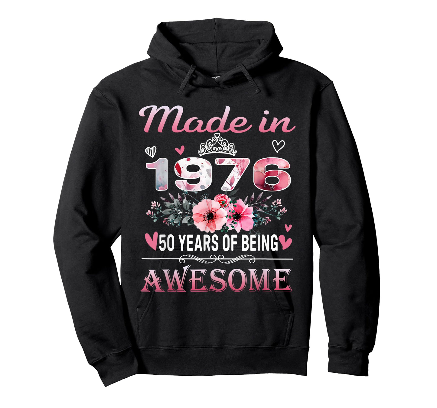 50th Birthday Made in 1976 50 Years of Being Awesome Floral T-Shirt