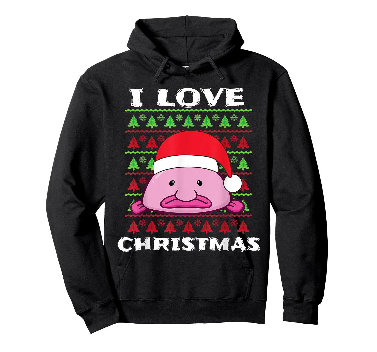 I Love Christmas T-Shirt Blobfish Santa Hat T-Shirt