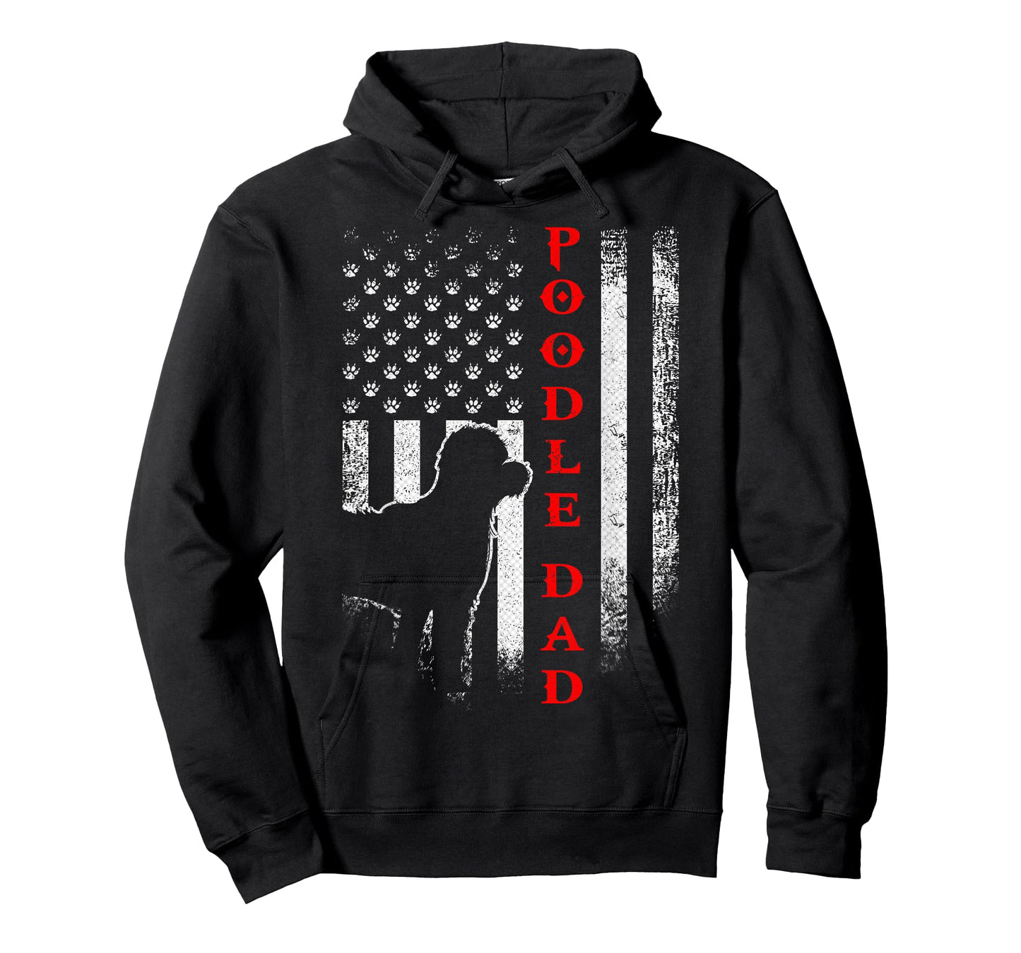 Vintage USA American Flag Proud Poodle Dad Silhouette Funny Women Men T-Shirt