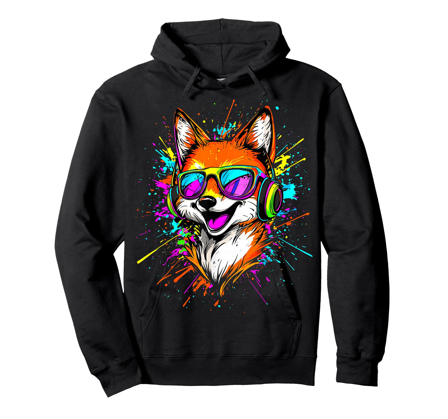 Fox Headphones Colorful Rainbow Colors Sunglasses DJ Foxes T-Shirt