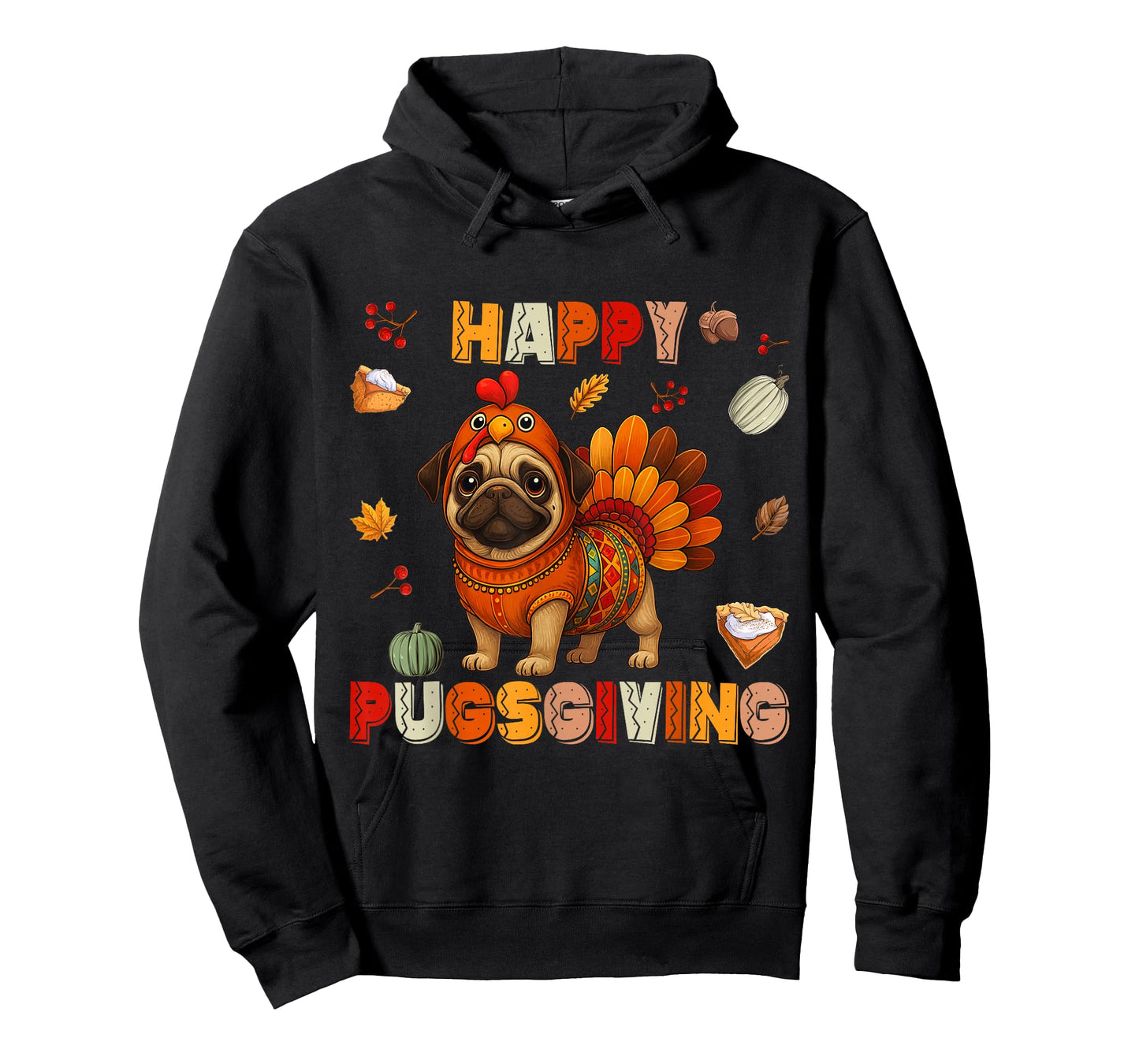 Happy Pugsgiving Cute Thanksgiving Turkey Pug Dog Costume T-Shirt