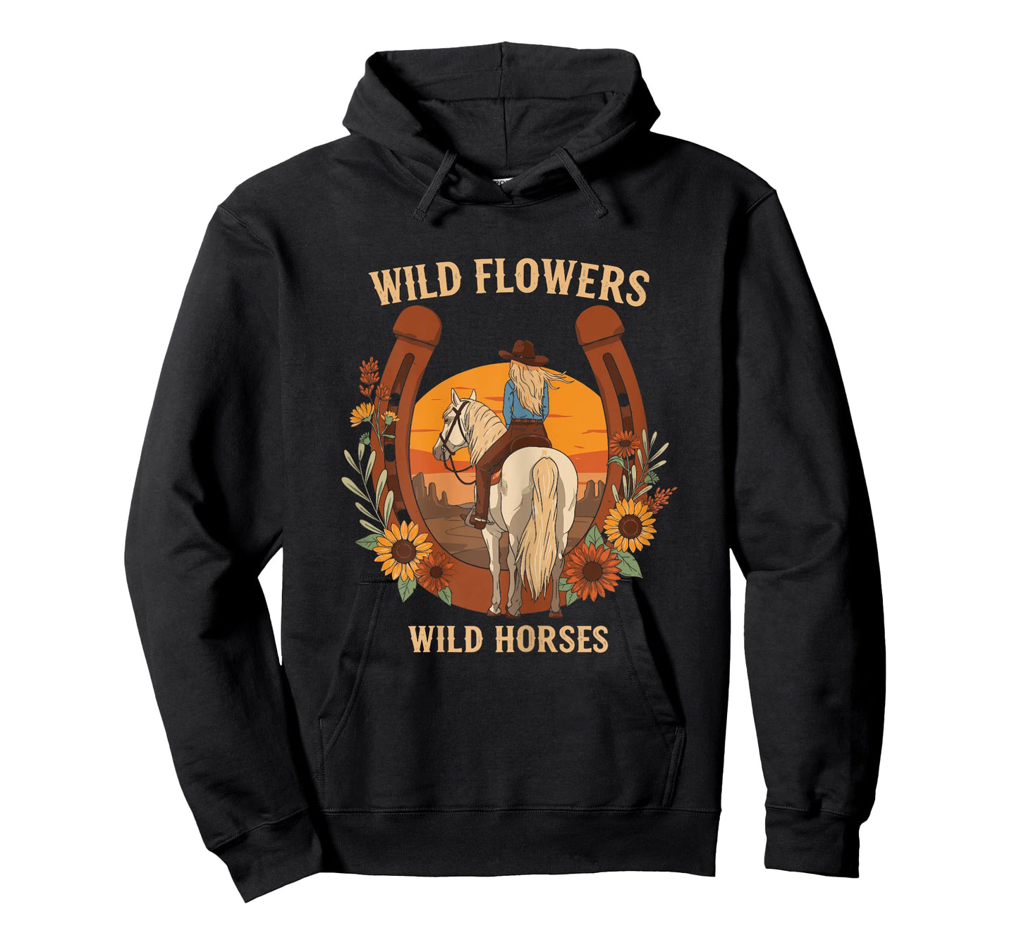Wild Flowers Wild Horses Retro Rodeo Western Country Cowgirl T-Shirt
