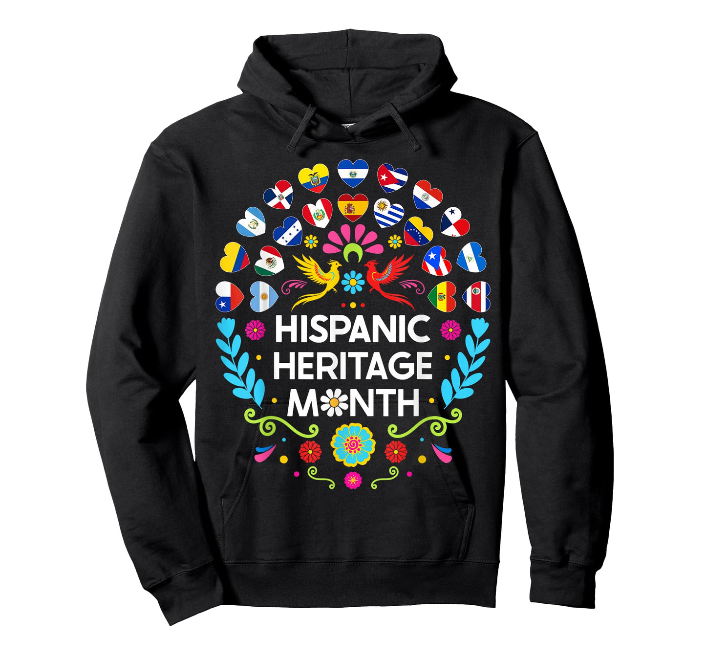 National Hispanic Heritage Month All Countries Flags Hearts T-Shirt