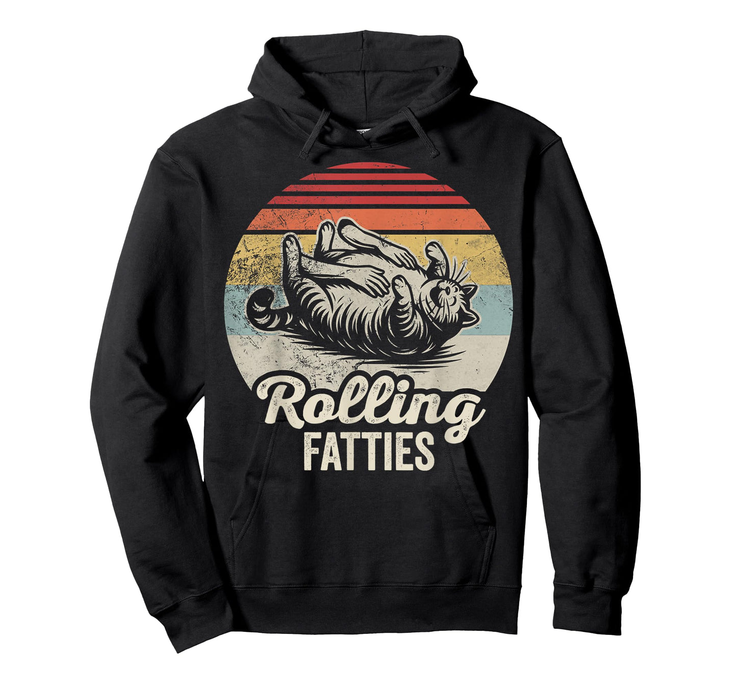 Rolling Fatties Cat Humor Vintage Vibe T-Shirt