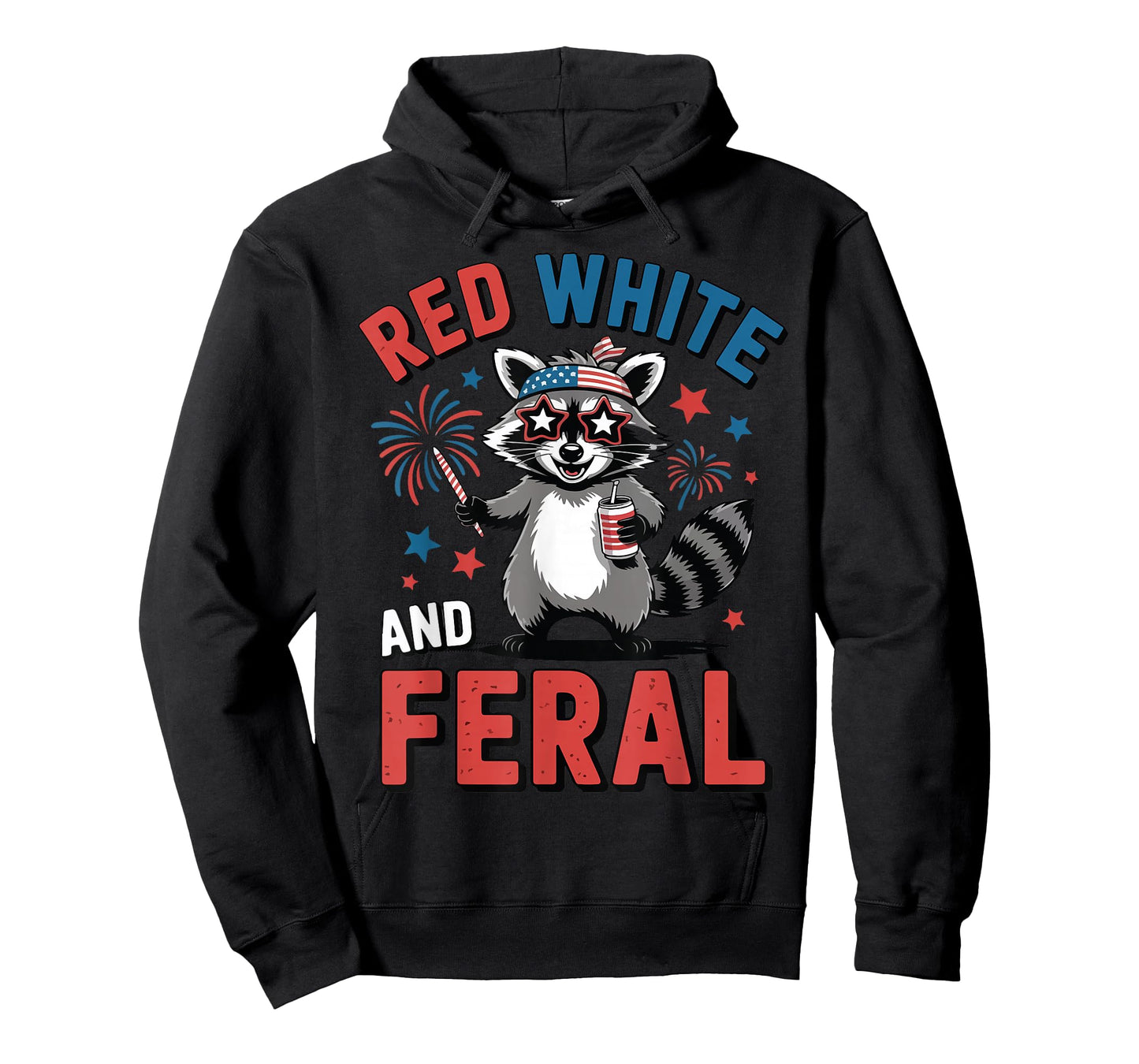 Red White Feral Raccoon Boy Toddler Funny Raccoon Patriotic T-Shirt