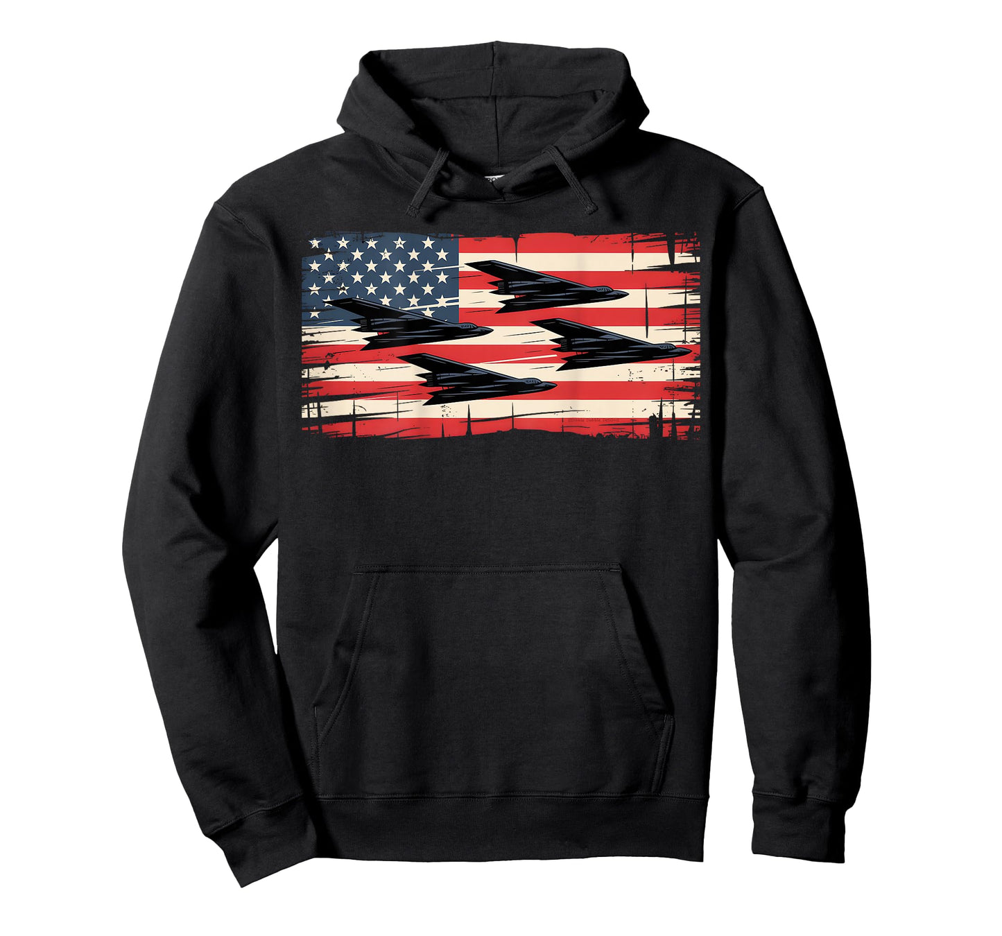 On Back Patriotic USA B2 Bombers American Flag 4th of July T-Shirt