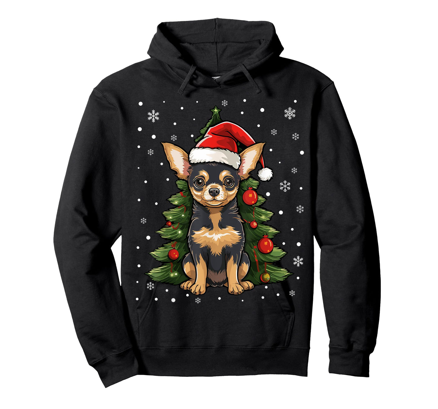 Chihuahua Dog Christmas Tree Santa Hat Xmas Pajama T-Shirt