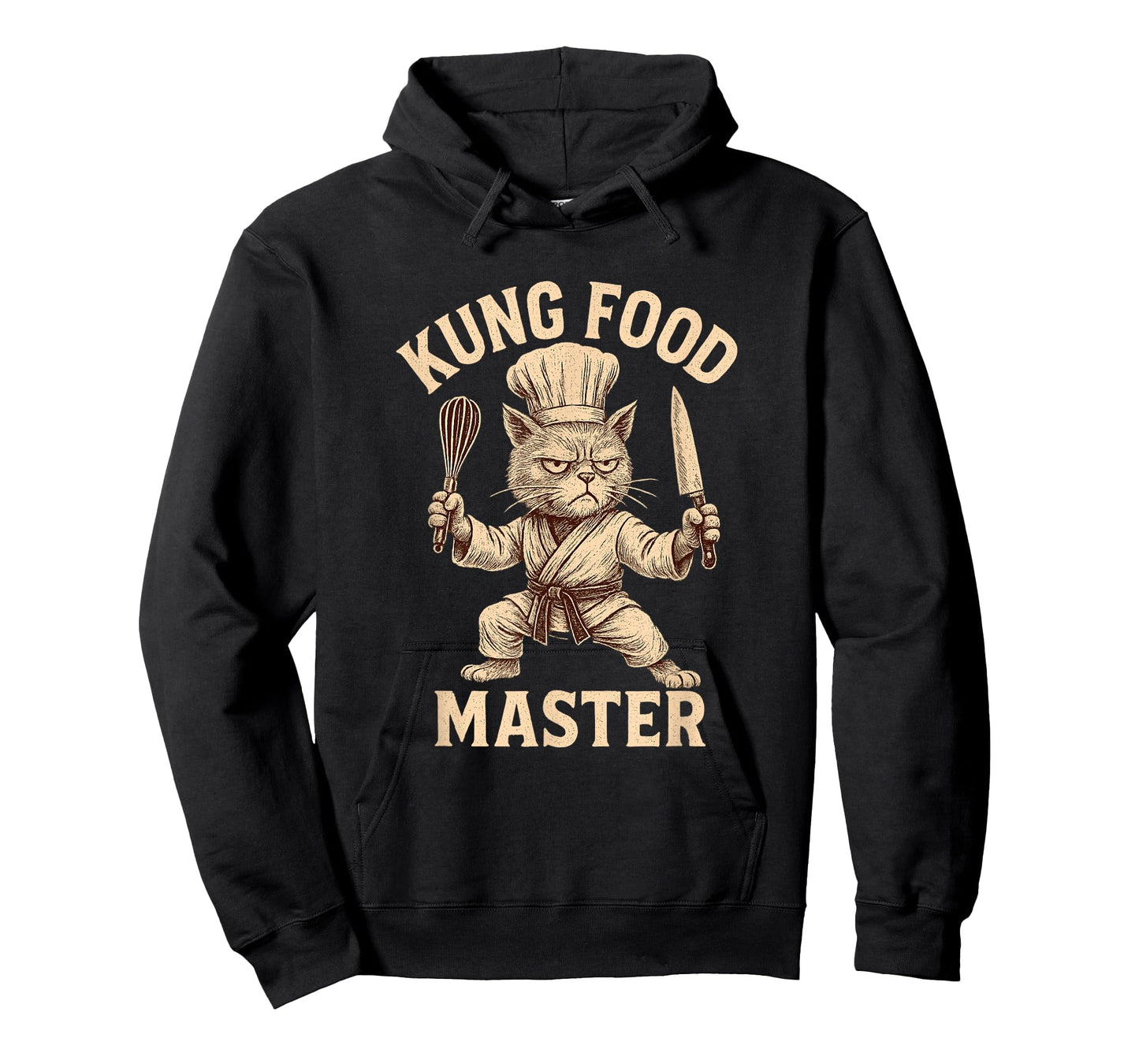 Kung Food Master Funny Cat Chef Martial Arts Cooking Foodies T-Shirt