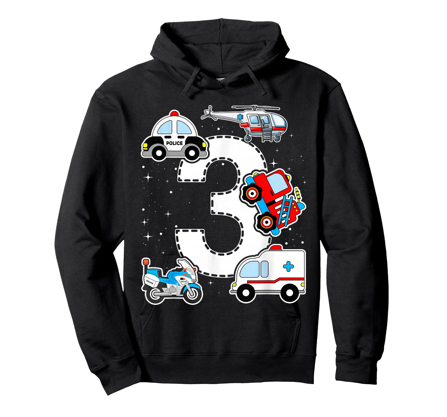 Emergency Vehicles 3rd Birthday Fire Truck Police Car Boys T-Shirt