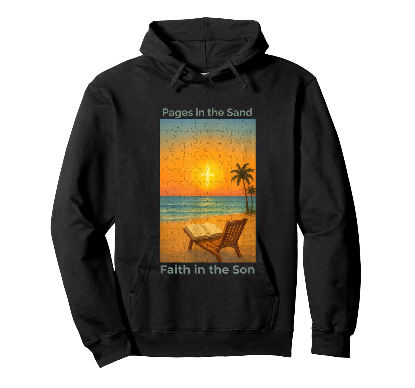 Pages in The Sand Faith Beach Son/Sunrise Puzzle T-Shirt