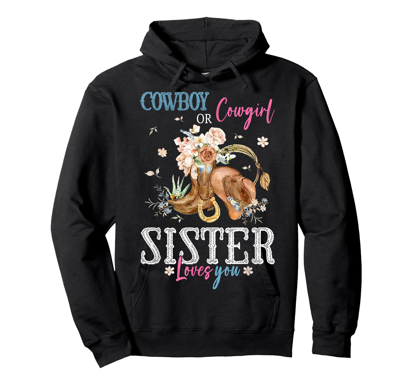 Cowboy or Cowgirl Gender Reveal Party Announcement Sister T-Shirt