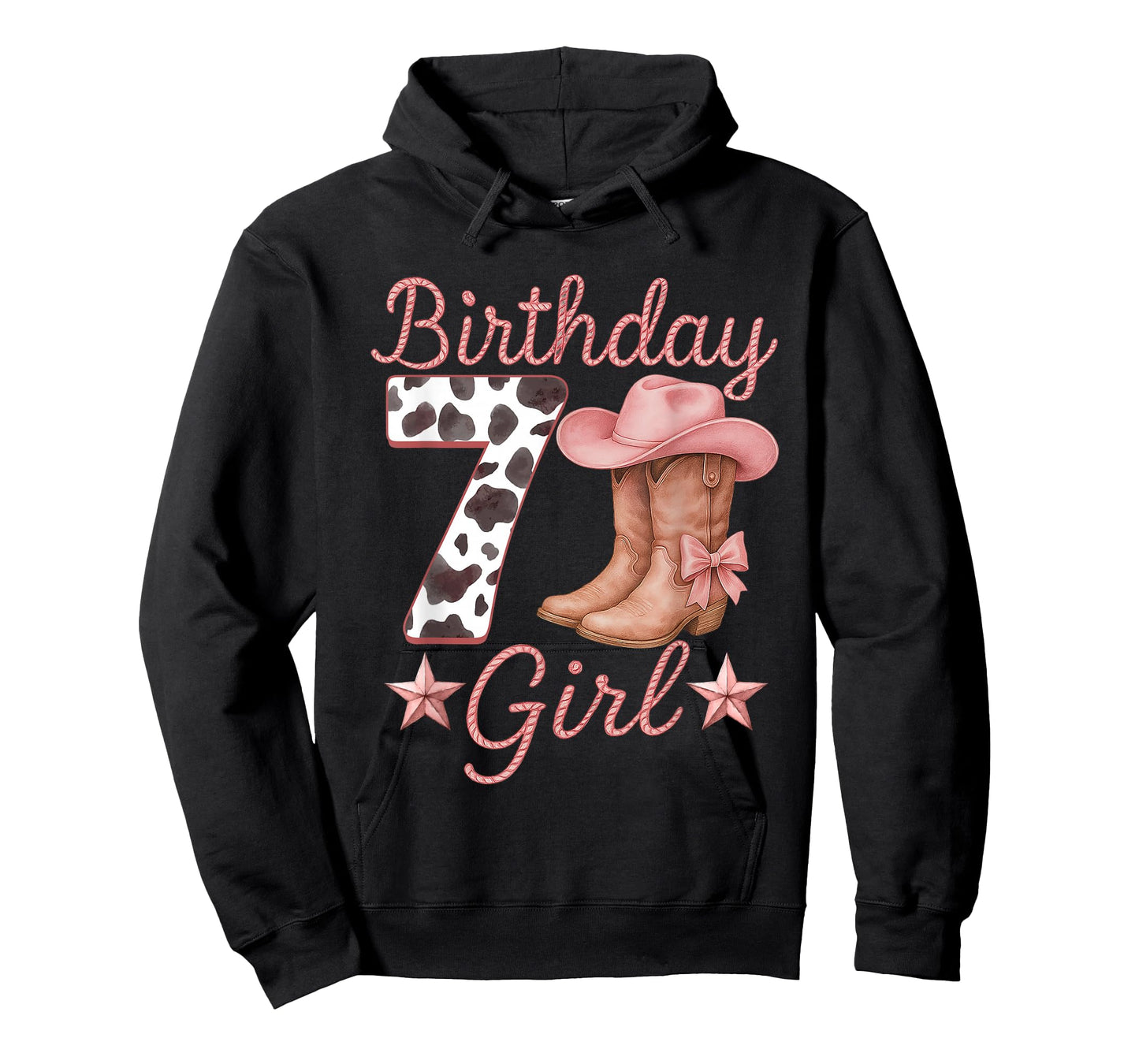 7th Birthday Girl Cowgirl Boots Hat Cow Western Rodeo Outfit T-Shirt