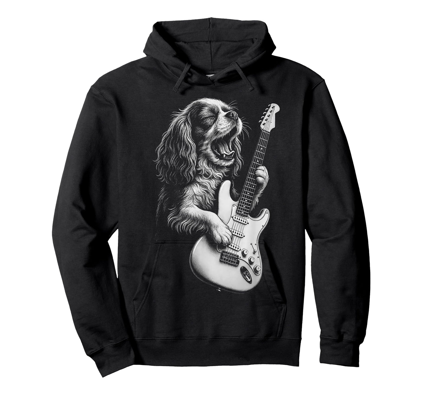 Cavalier King Charles Spaniel Playing Guitar Rock Music Dog T-Shirt for Men Women Kids
