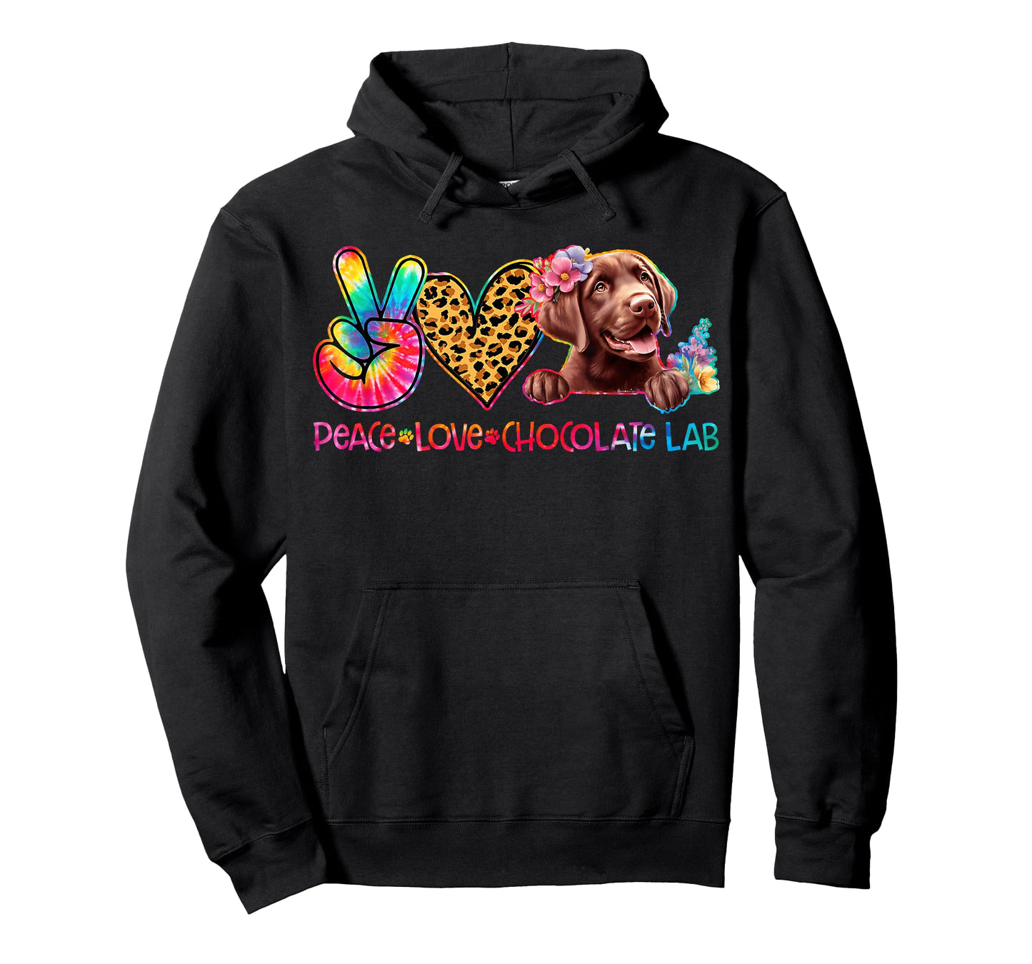 Peace Love Chocolate Lab Tie Dye Dog Lover T-Shirt for Men Women Kids