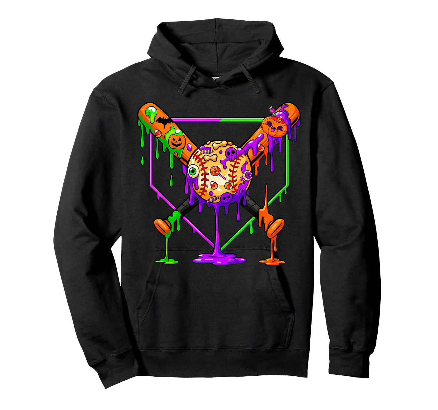 Spooky Baseball Drip Ice Cream Halloween Youth Tee T-Shirt