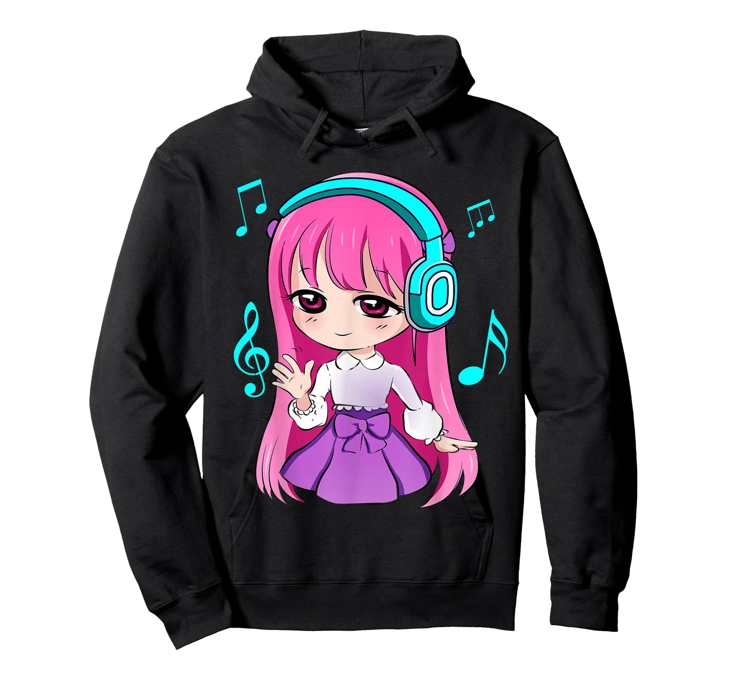 Anime and Music Girl for Teen Chibi Graphic Anime Girl T-Shirt
