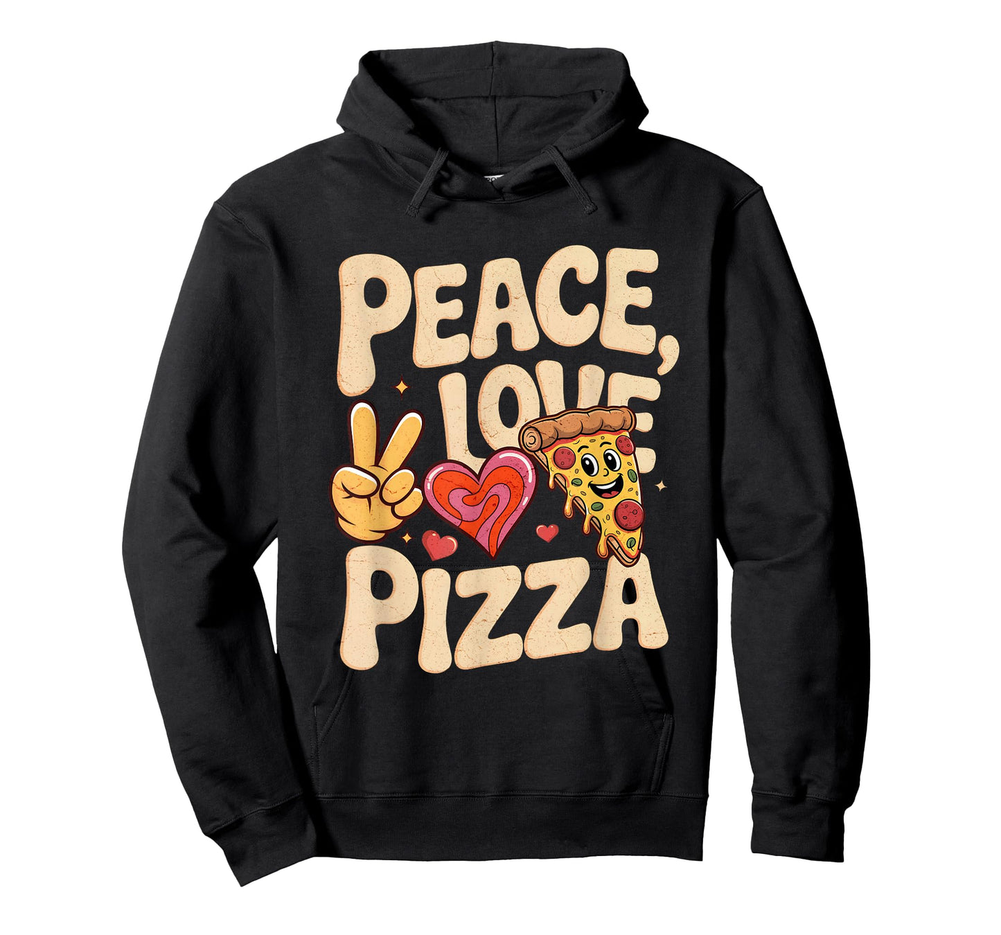 Peace Love Pizza Fun Retro Fast Food Lovers Meme Pizza Face T-Shirt